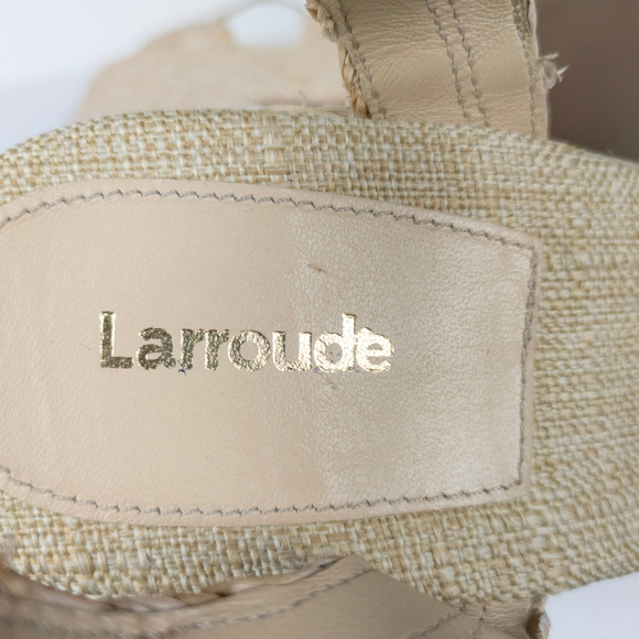 LARROUDE Carmen Raffia Platform Heeled Sandal Beige Open Toe Women's 10 - Picture 9 of 9